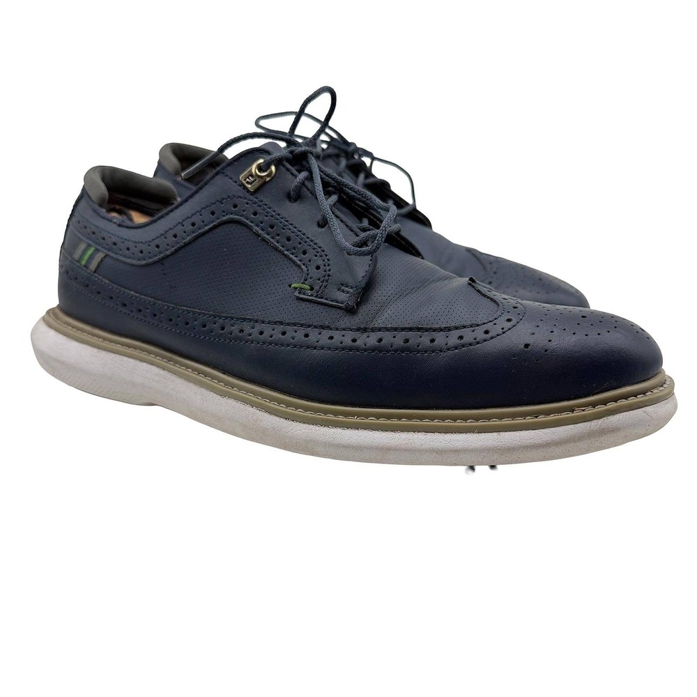 FootJoy Traditions Wingtip Golf Shoes Navy Leather Softspikes Men's US Size 11.5